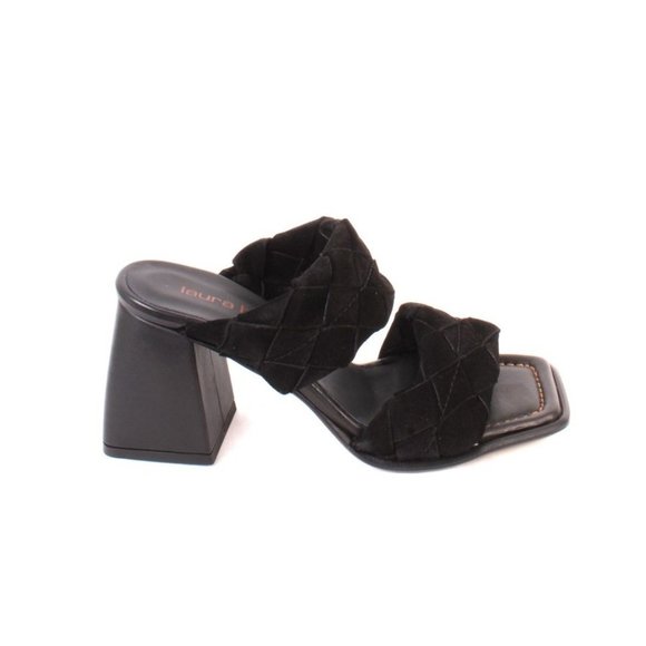 Laura Bellariva 7908 Black Suede / Leather Heel Sandals - Picture 3 of 8